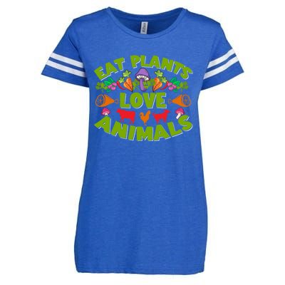 Eat Plants Love Animals Cool Gift Enza Ladies Jersey Football T-Shirt