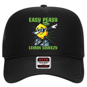 Easy Peasy Lemon Squeezy Lemon Stand Lemonade Crew High Crown Mesh Back Trucker Hat