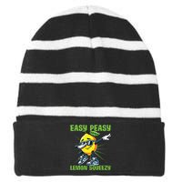 Easy Peasy Lemon Squeezy Lemon Stand Lemonade Crew Striped Beanie with Solid Band