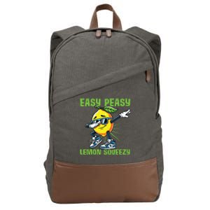 Easy Peasy Lemon Squeezy Lemon Stand Lemonade Crew Cotton Canvas Backpack