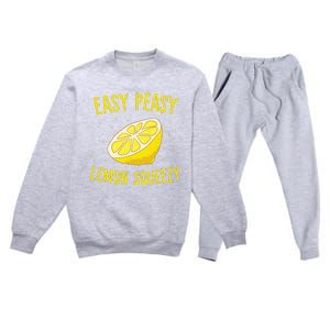 Easy Peasy Lemon Squeezy Funny Lemons Summer Lemonade Premium Crewneck Sweatsuit Set