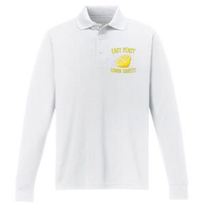 Easy Peasy Lemon Squeezy Funny Lemons Summer Lemonade Performance Long Sleeve Polo