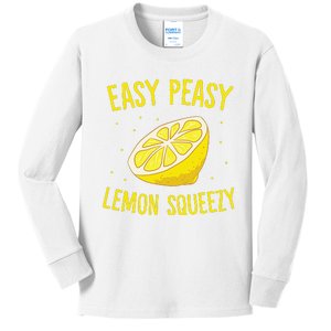 Easy Peasy Lemon Squeezy Funny Lemons Summer Lemonade Kids Long Sleeve Shirt