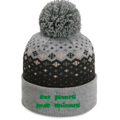 Eat Plants Love Animals Vegan Funny Gift Tops Cool Gift The Baniff Cuffed Pom Beanie