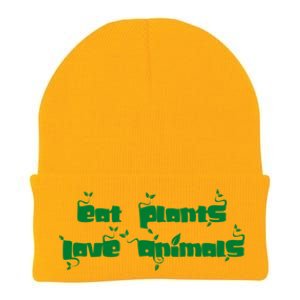 Eat Plants Love Animals Vegan Funny Gift Tops Cool Gift Knit Cap Winter Beanie