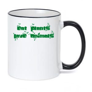 Eat Plants Love Animals Vegan Funny Gift Tops Cool Gift 11oz Black Color Changing Mug