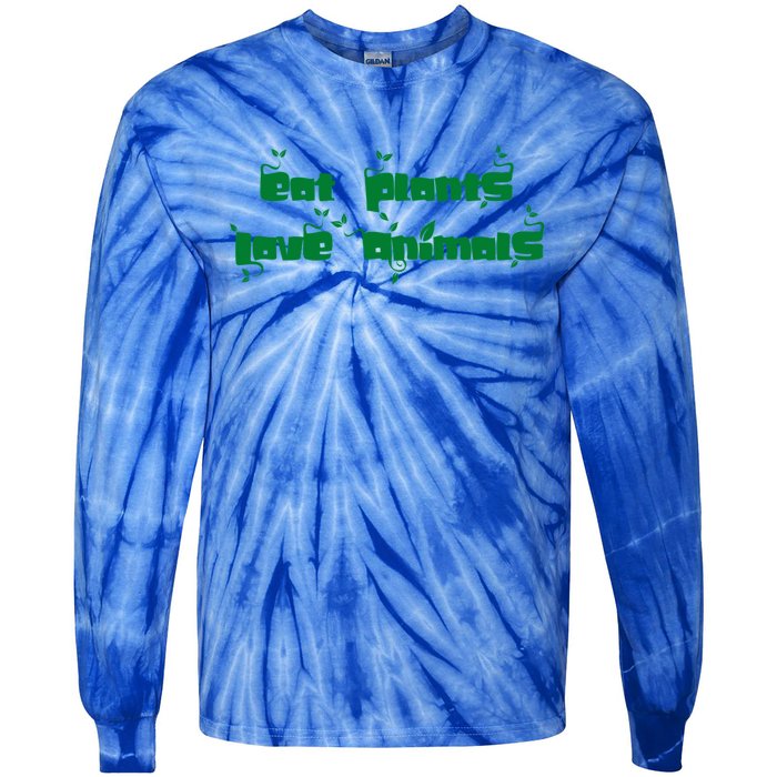 Eat Plants Love Animals Vegan Funny Gift Tops Cool Gift Tie-Dye Long Sleeve Shirt