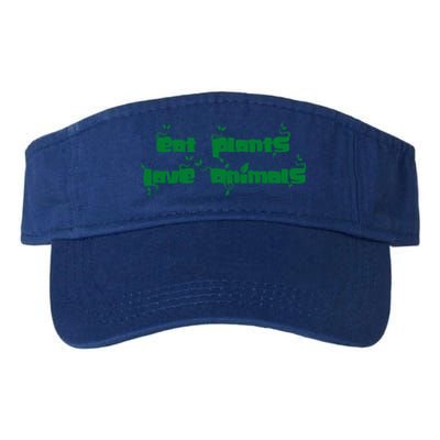 Eat Plants Love Animals Vegan Funny Gift Tops Cool Gift Valucap Bio-Washed Visor