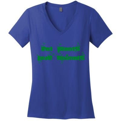 Eat Plants Love Animals Vegan Funny Gift Tops Cool Gift Women's V-Neck T-Shirt
