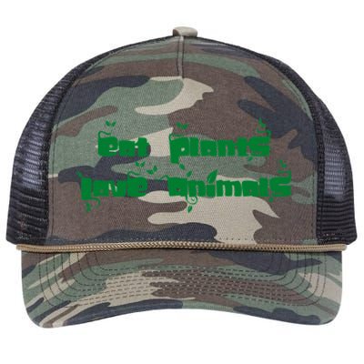 Eat Plants Love Animals Vegan Funny Gift Tops Cool Gift Retro Rope Trucker Hat Cap