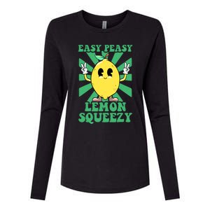 Easy Peasy Lemon Squeezy Lemonade Stand Crew Summer Womens Cotton Relaxed Long Sleeve T-Shirt