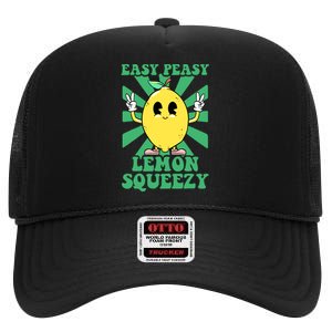 Easy Peasy Lemon Squeezy Lemonade Stand Crew Summer High Crown Mesh Back Trucker Hat