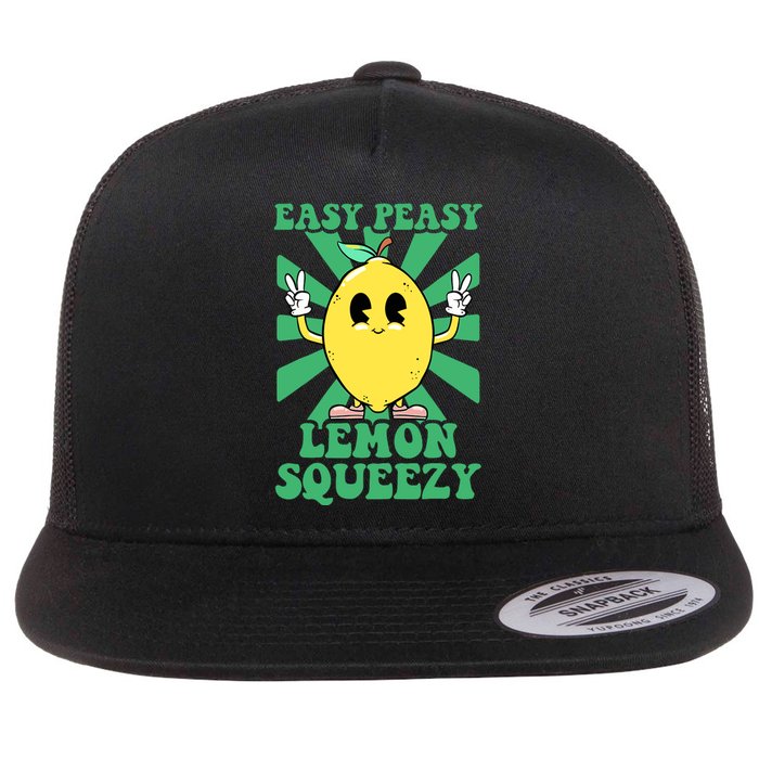 Easy Peasy Lemon Squeezy Lemonade Stand Crew Summer Flat Bill Trucker Hat