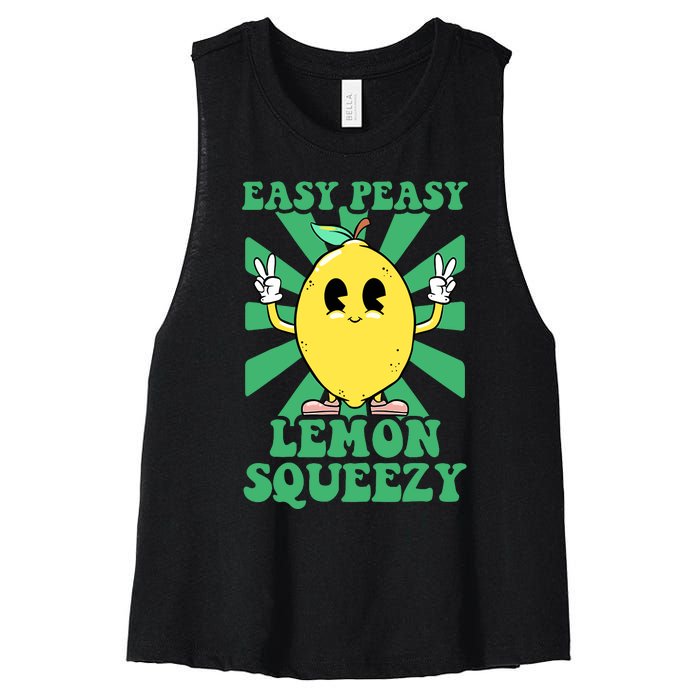 Easy Peasy Lemon Squeezy Lemonade Stand Crew Summer Women's Racerback Cropped Tank