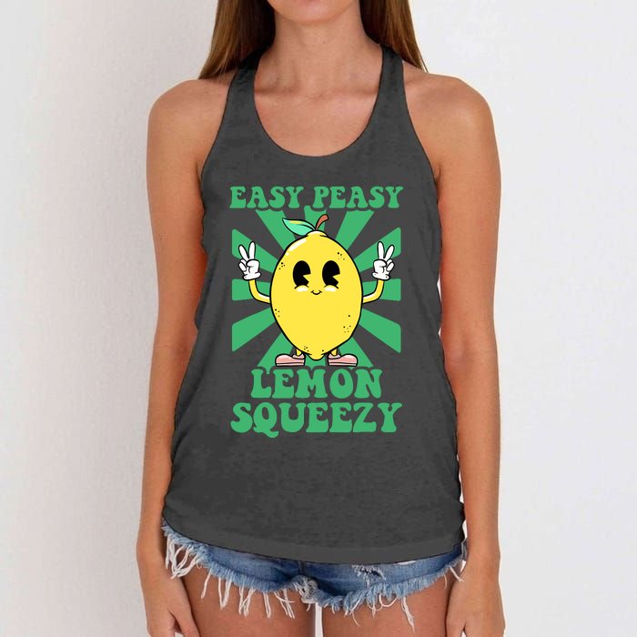 Easy Peasy Lemon Squeezy Lemonade Stand Crew Summer Women's Knotted Racerback Tank