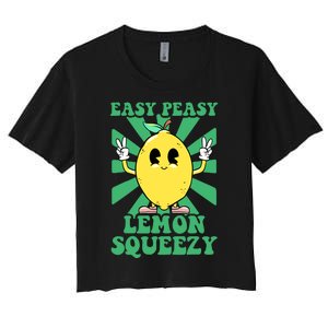 Easy Peasy Lemon Squeezy Lemonade Stand Crew Summer Women's Crop Top Tee