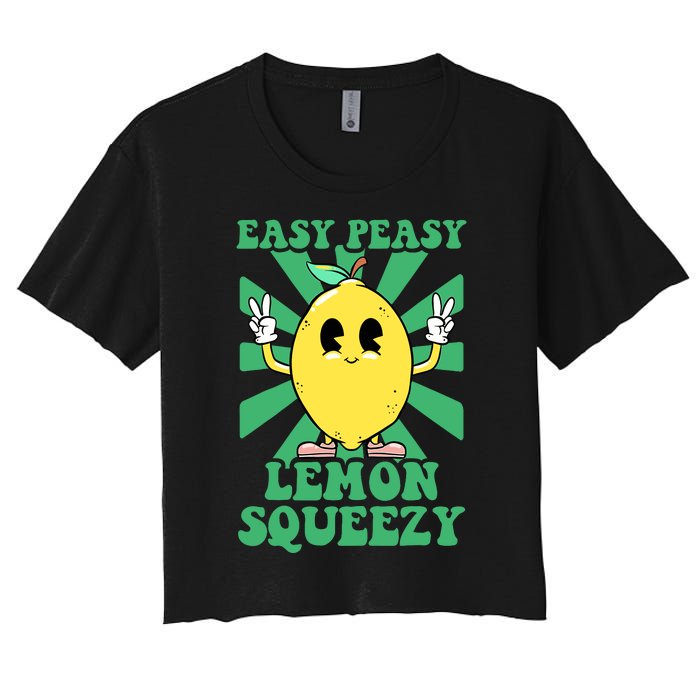 Easy Peasy Lemon Squeezy Lemonade Stand Crew Summer Women's Crop Top Tee