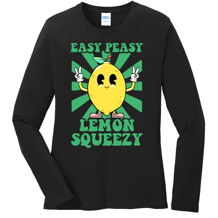 Easy Peasy Lemon Squeezy Lemonade Stand Crew Summer Ladies Long Sleeve Shirt