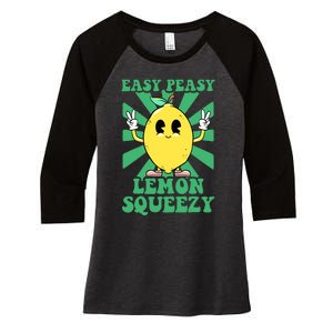 Easy Peasy Lemon Squeezy Lemonade Stand Crew Summer Women's Tri-Blend 3/4-Sleeve Raglan Shirt