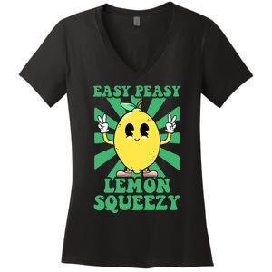 Easy Peasy Lemon Squeezy Lemonade Stand Crew Summer Women's V-Neck T-Shirt