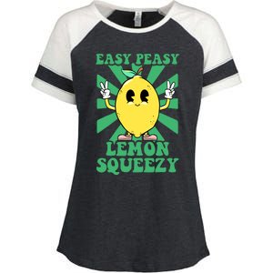 Easy Peasy Lemon Squeezy Lemonade Stand Crew Summer Enza Ladies Jersey Colorblock Tee