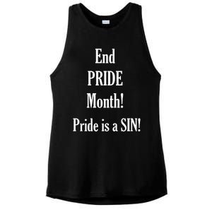 End Pride Month Pride Is A SIN Ladies PosiCharge Tri-Blend Wicking Tank