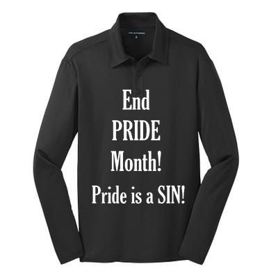 End Pride Month Pride Is A SIN Silk Touch Performance Long Sleeve Polo