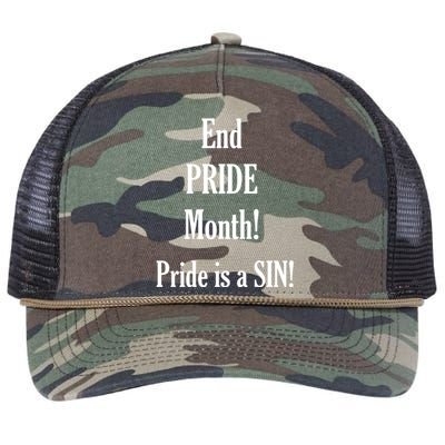 End Pride Month Pride Is A SIN Retro Rope Trucker Hat Cap