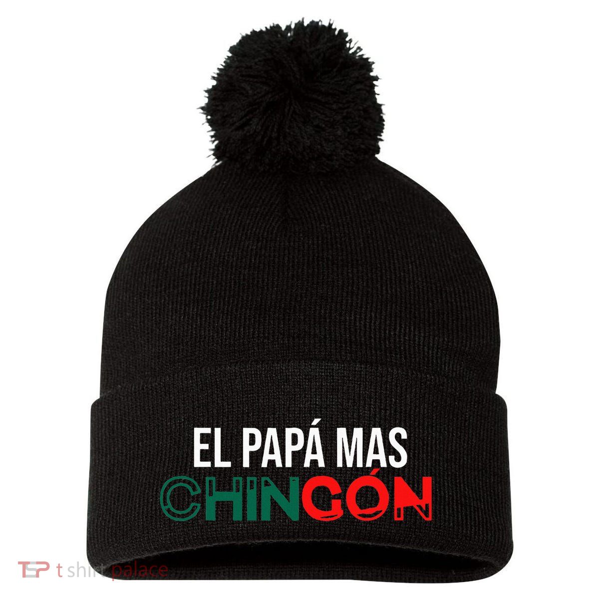 El Papa Mas Chingon Funny Spanish Pom Pom 12in Knit Beanie
