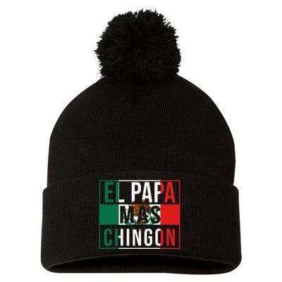 El Papa Mas Chingon Funny Best Mexican Dad Gift Pom Pom 12in Knit Beanie