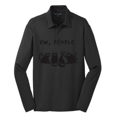 Ew People Meowy Cat Lovers Silk Touch Performance Long Sleeve Polo