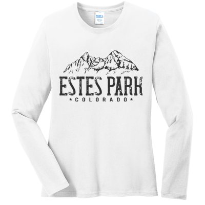 Estes Park Mountains Vintage Colorado Ladies Long Sleeve Shirt