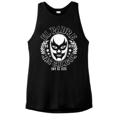 El Padre Mas Chingon Por Vida Soy El Jefe Luchador Mask Wrestler Ladies PosiCharge Tri-Blend Wicking Tank