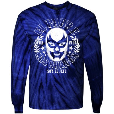 El Padre Mas Chingon Por Vida Soy El Jefe Luchador Mask Wrestler Tie-Dye Long Sleeve Shirt