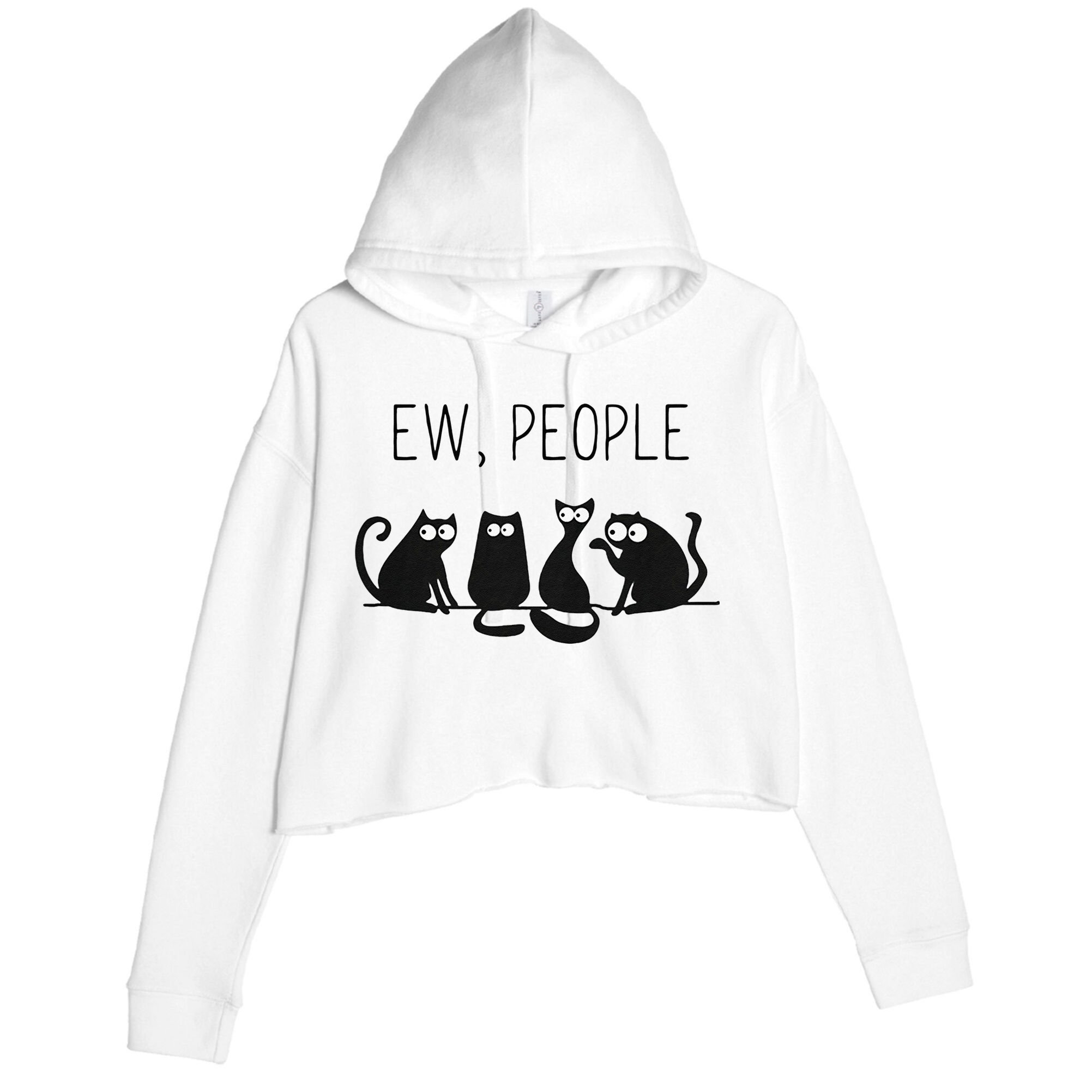 EW PEOPLE Meowy CAT Lovers GIF Perfect Gift Idea Crop Fleece Hoodie
