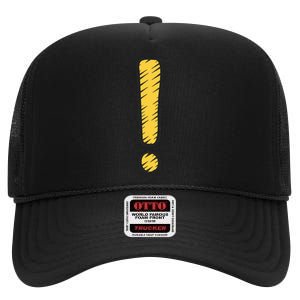 Exclamation Point Mark Punctuation Hyperbole High Crown Mesh Back Trucker Hat