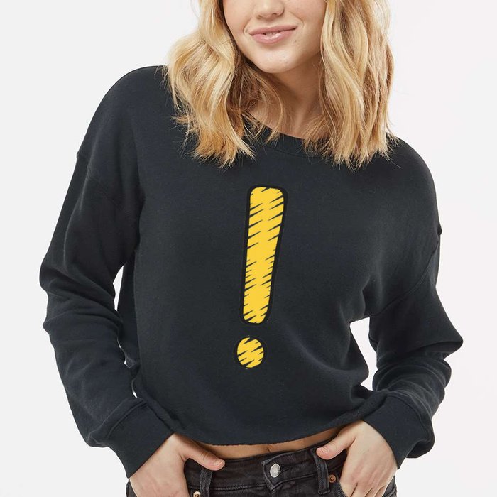 Exclamation Point Mark Punctuation Hyperbole Cropped Pullover Crew