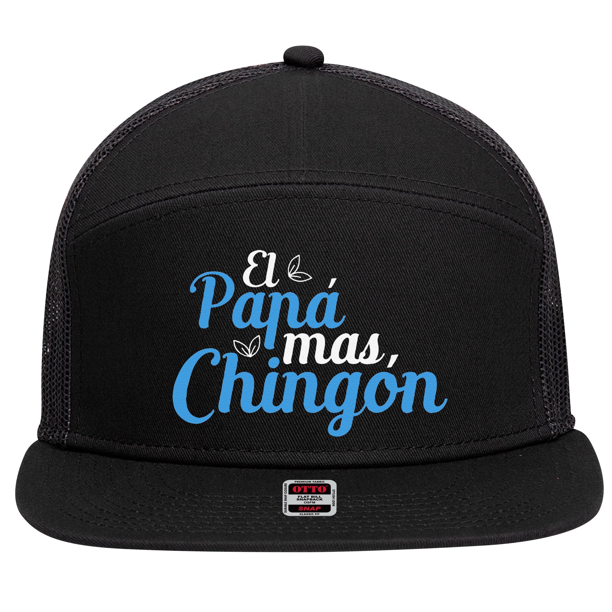 El Papa Mas Chingon Father Dad Fathers Day 7 Panel Mesh Trucker Snapback Hat