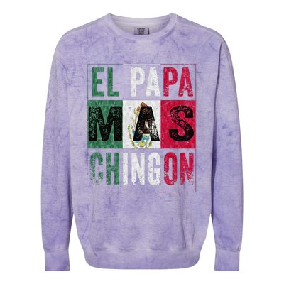 El Papa Mas Chingon Funny Best Mexican Dad Colorblast Crewneck Sweatshirt