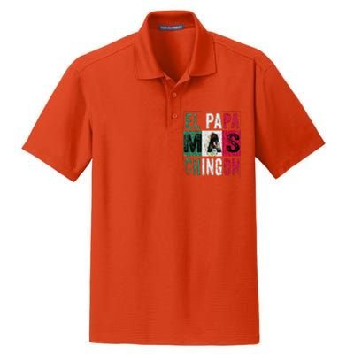 El Papa Mas Chingon Funny Best Mexican Dad Dry Zone Grid Polo