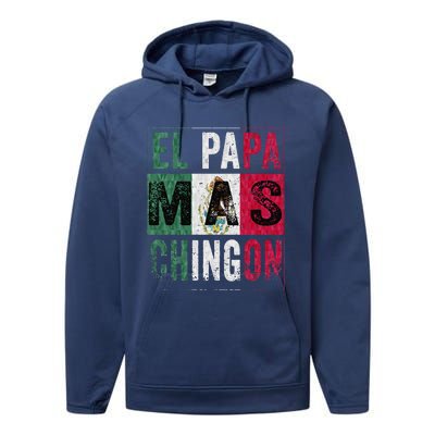 El Papa Mas Chingon Funny Best Mexican Dad Performance Fleece Hoodie