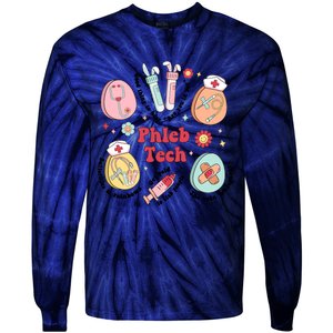 Easter Phleb Nurse Laboratory Medical Technologist Lab Week Phlebotomy Tie-Dye Long Sleeve Shirt