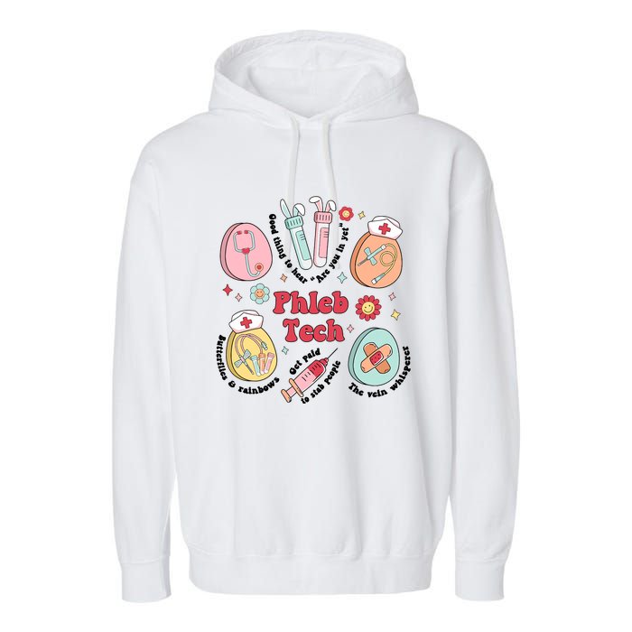 Easter Phleb Nurse Laboratory Medical Technologist Lab Week Phlebotomy Garment-Dyed Fleece Hoodie