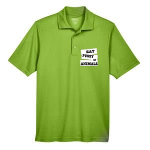 Eat Pussy Not Animals Funny Adult Sex Joke Gift Idea Men's Origin Performance Pique Polo