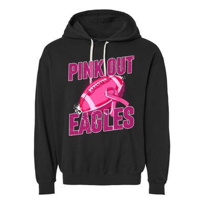 Eagles Pink Out Football Tackle Breast Cancer Garment-Dyed Fleece Hoodie