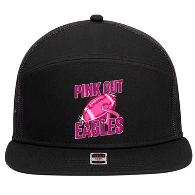 Eagles Pink Out Football Tackle Breast Cancer 7 Panel Mesh Trucker Snapback Hat