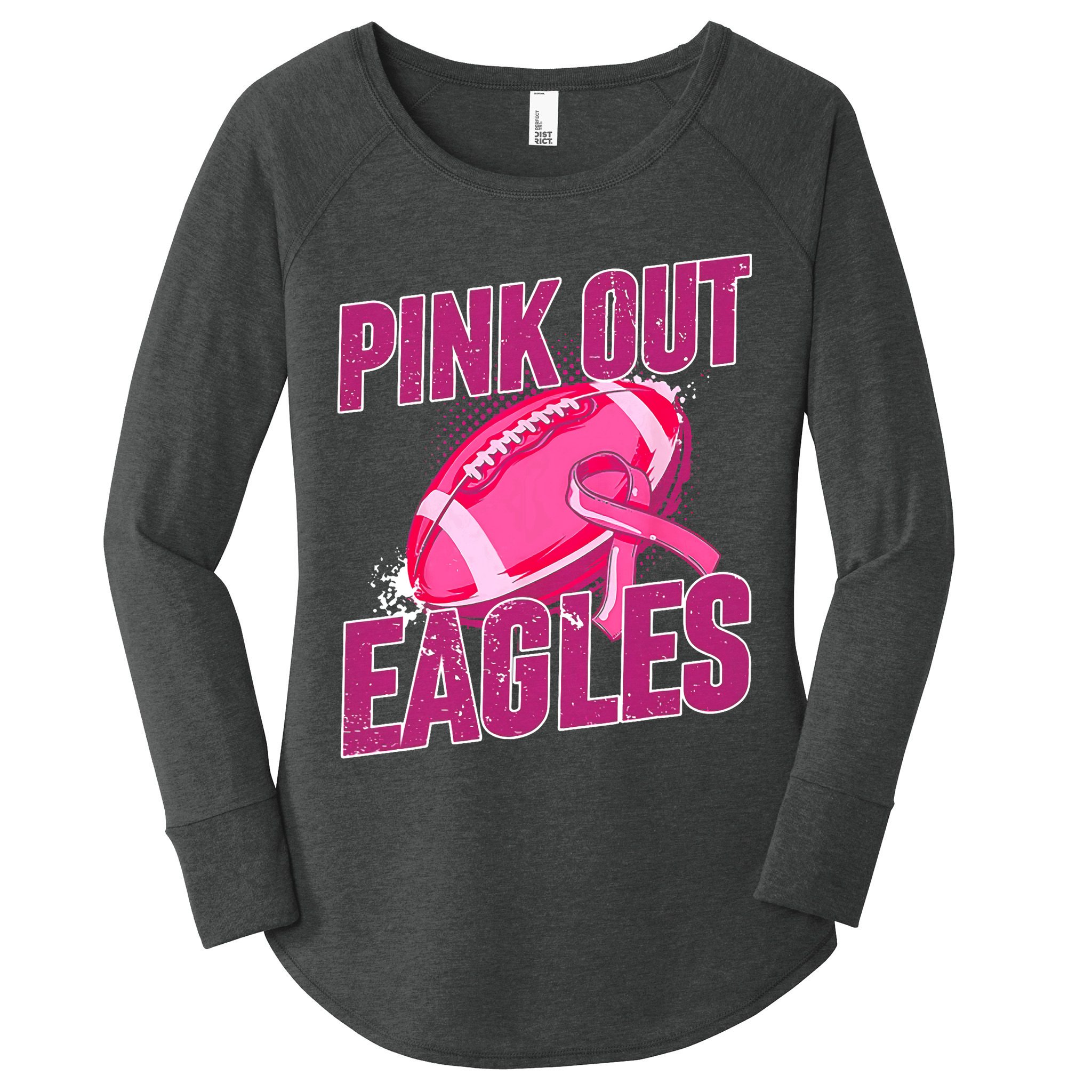 Eagles Pink Out Football Tackle Breast Cancer Women's Perfect Tri Tunic Long Sleeve Shirt