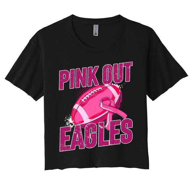 Eagles Pink Out Football Tackle Breast Cancer Crop Top