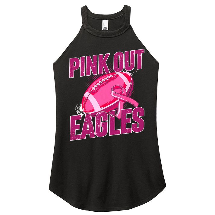 Eagles Pink Out Football Tackle Breast Cancer Women's Perfect Tri Rocker Tank