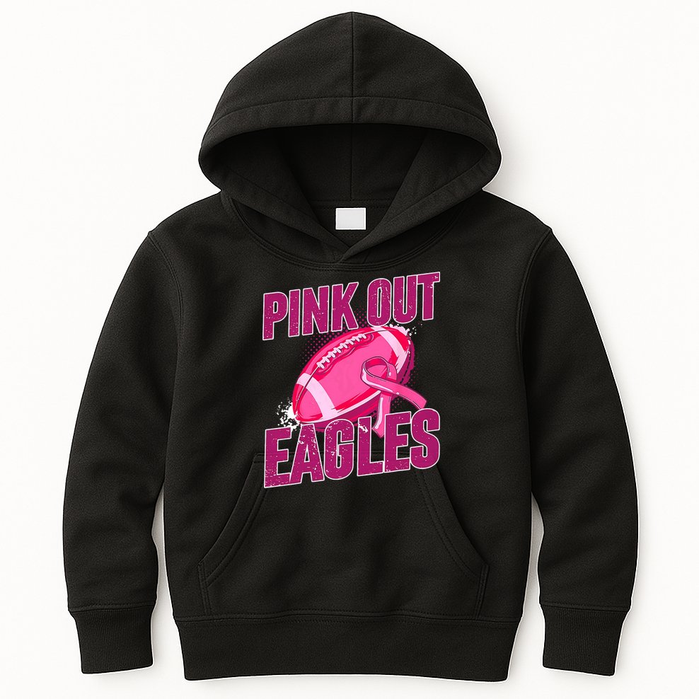 Eagles Pink Out Football Tackle Breast Cancer Kids Hoodie
